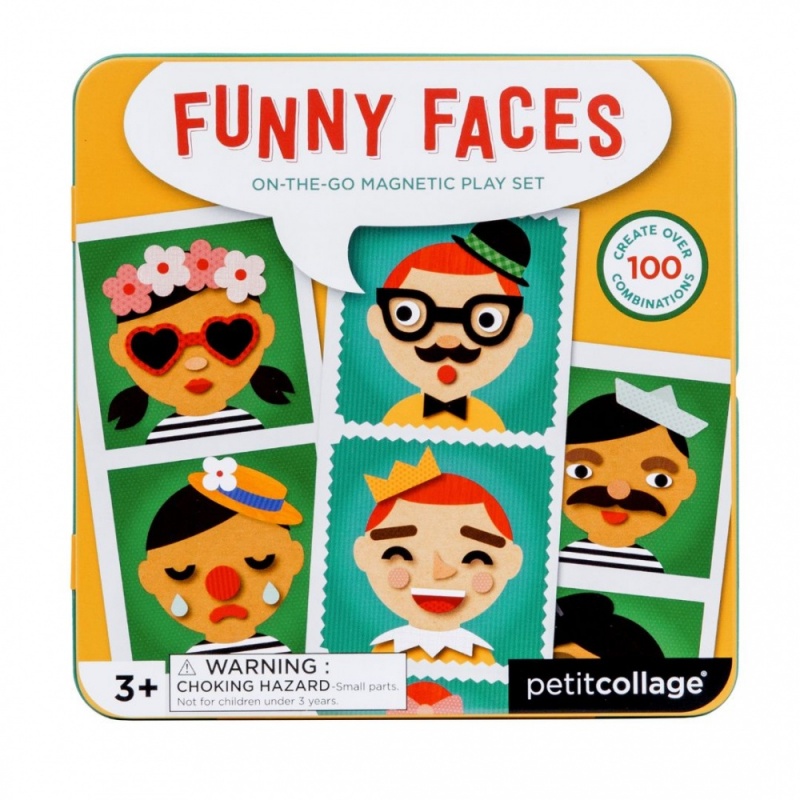 Petit Collage Funny Faces On the Go Magnetic Play Set